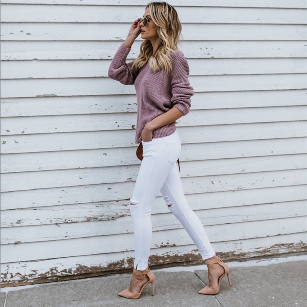 5🌟Sunny Day Sexy Purple Long Sleeve Cozy Sweater - Picture 4 of 8